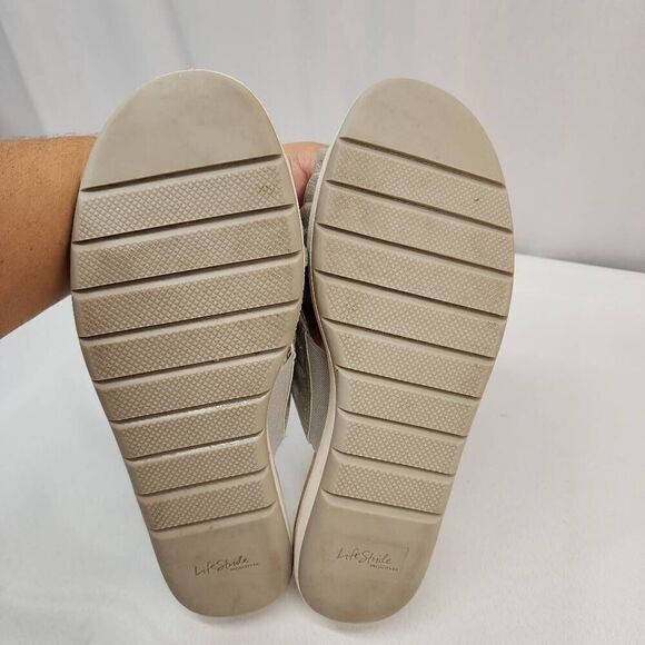 Life Stirde Size 10 Panama Metalic Silver Cross Strap Slide Comfy Sandals - Picture 6 of 7